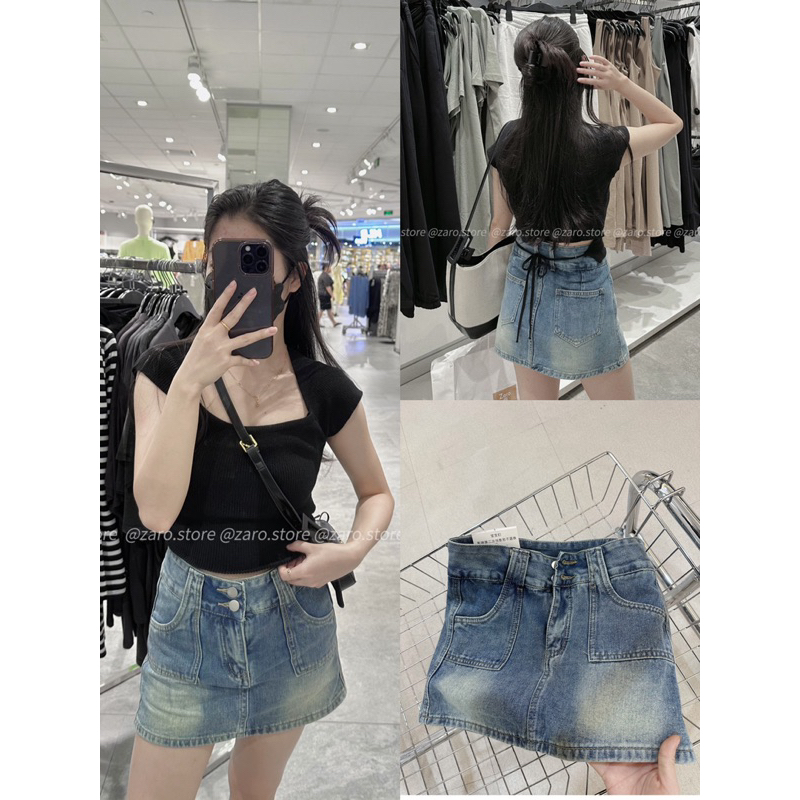 Chân váy jean 2túi lót quần [HÌNH THÂT SHOP CHỤP]