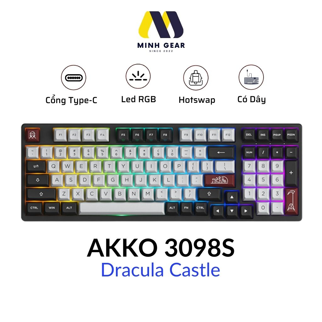 Bàn phím AKKO 3098S Dracula Castle (Hotswap / Foam tiêu âm / RGB / AKKO CS switch)