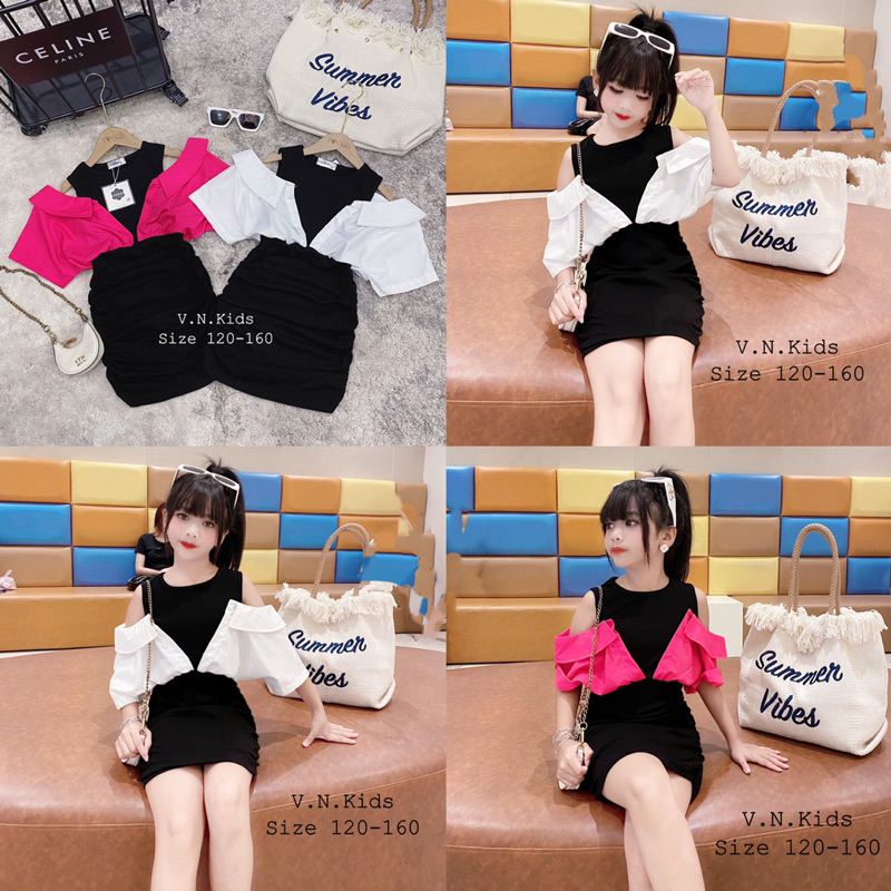 Váy body phối sơmi cho Bé đón hè 19kg - 44kg