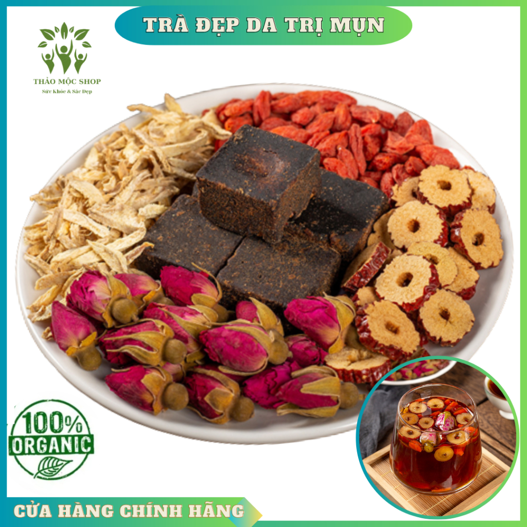 Trà Đẹp Da Giảm Mun Thanh Sắc An Mộc Trà Gồm Trà Gừng, Đường Nâu, Táo Đỏ, Kỷ Tử, Nụ Hồng