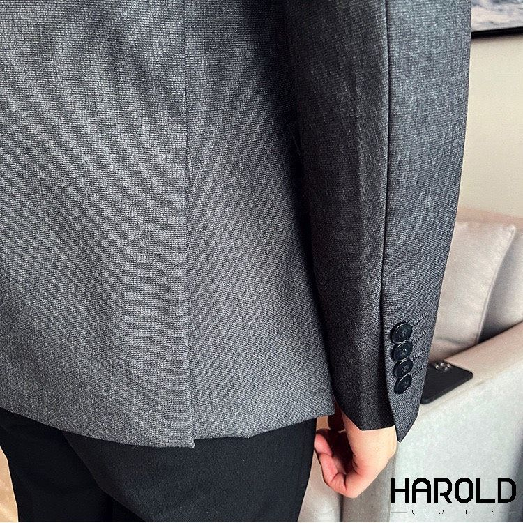 [HCM] Suit Jacket Nam Cao Cấp Harold Gabardine Xám Chì - Áo Vest Công Sở 2 Hàng Khuy Sang Trọng, Chống Nhăn, Độ Bền Cao