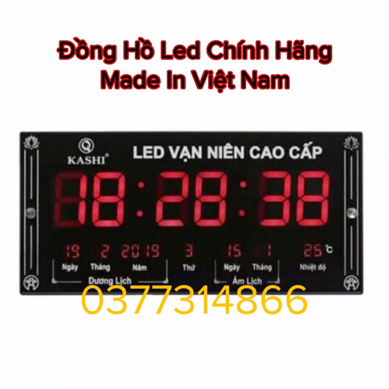 ( Chuẩn lịch âm ) Đồng hồ treo tường cắm điện led vạn niên Kashi Việt Nam chính hãng