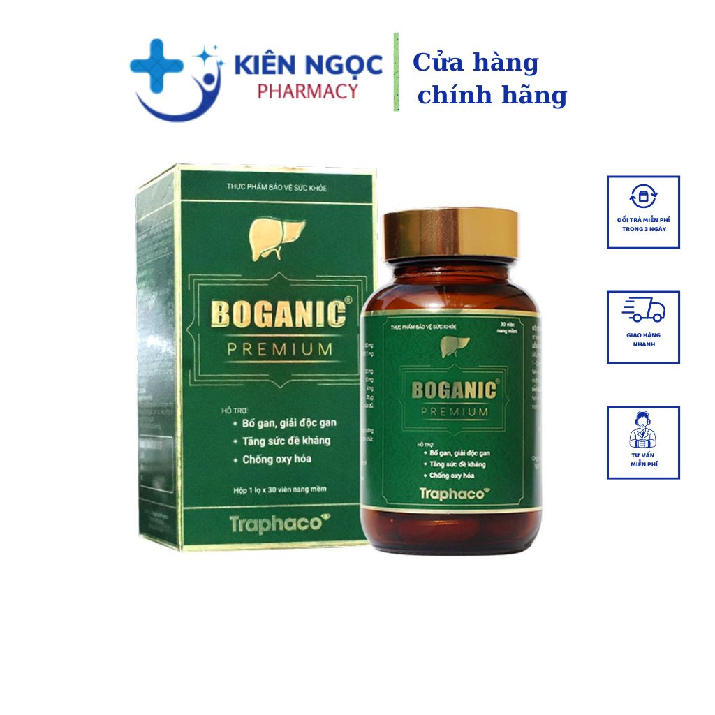 Boganic Premium TRAPHACO bổ gan, tăng cường sức đề kháng, giảm oxy hóa hộp 30 viên