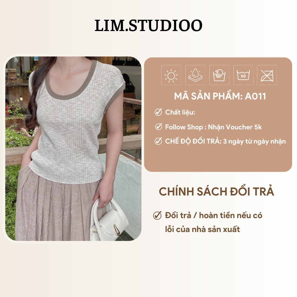 ÁO DỆT KIM TAY CON VIỀN MÀU