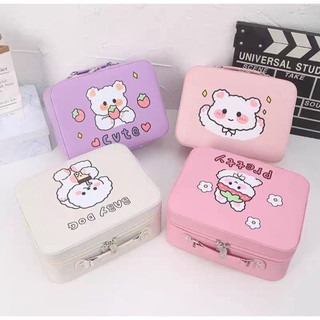 Cốp đựng mỹ phẩm hình gấu cute kèm gương