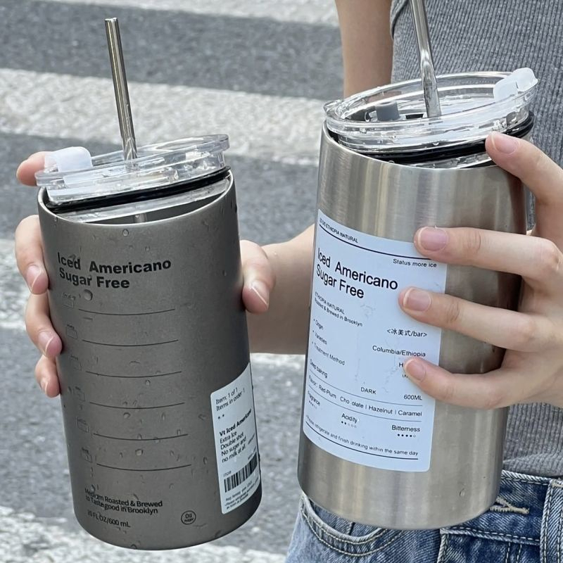 Cốc giữ nhiệt Americano Inox 304 Cao Cấp Không Gỉ,ly giữ nhiệt kèm ống hút siêu tiện lợi 600ml hàng đẹp (loại 1)