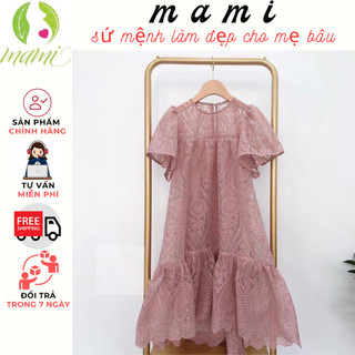 Váy bầu, đầm bầu thiết kế Mami dáng dài đuôi cá chất liệu ren bên trong lót lụa phù hợp đi chơi, đi du lịch thoải mái