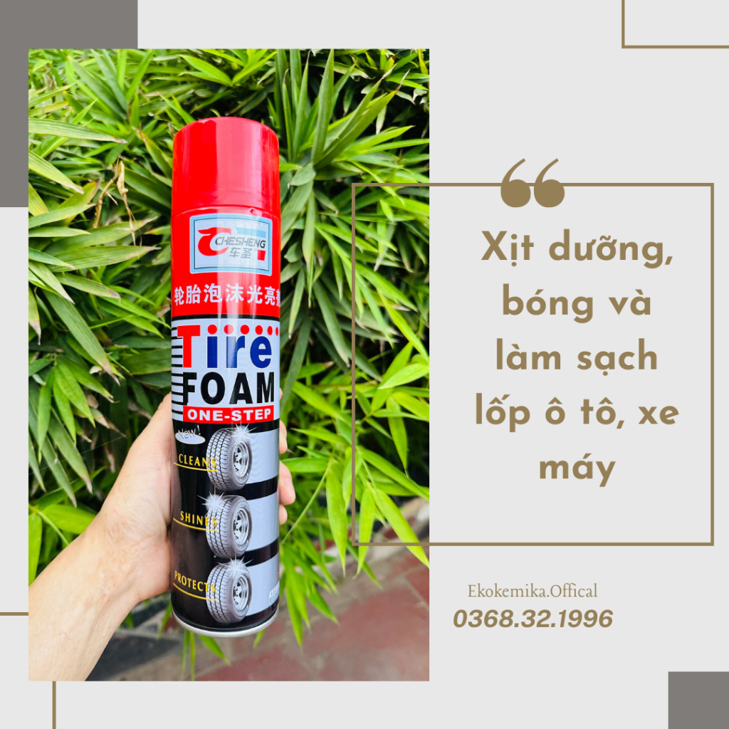 Xịt Bóng Lốp, Đánh Bóng Lốp Xe, Làm Sạch Bụi Bẩn, Bảo Vệ Tăng Độ Đen Bóng Cho Lôp Tire Foam 650ml