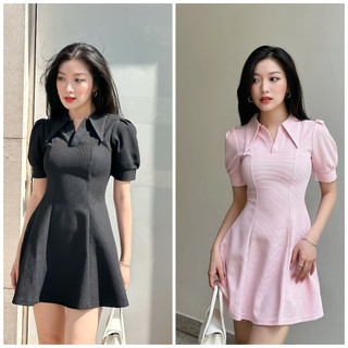 Đầm chữ A HEYBEE cổ sơ mi nhọn, chất vải thun xốp (2 maù) - CARLA DRESS HT796