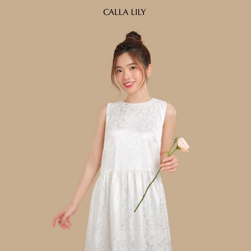 Calla Lily - Đầm lụa vân hoa nổi babydoll Lily Silk Dress - Đang sẵn size M các màu