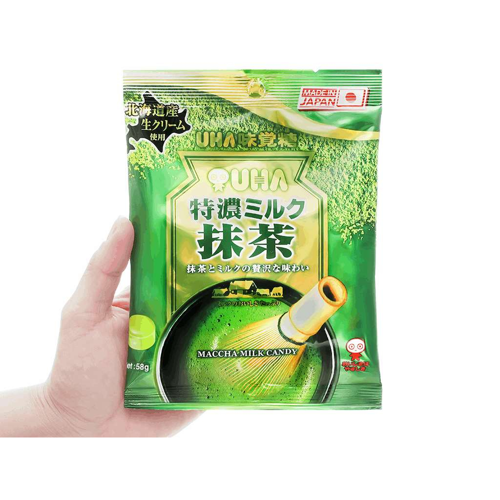 Kẹo trà xanh sữa Uha Tokuno Nhật Bản gói 58g