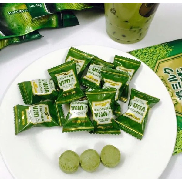 Kẹo trà xanh sữa Uha Tokuno Nhật Bản gói 58g