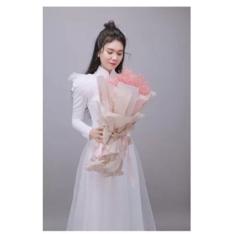 Tay áo lông vũ thời trang áo dài, váy cưới