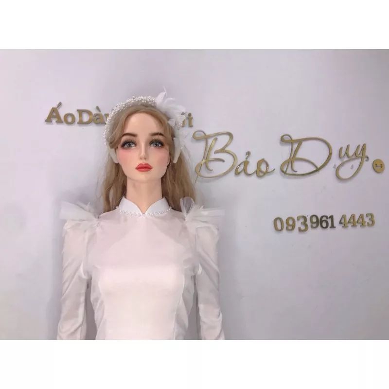 Tay áo lông vũ thời trang áo dài, váy cưới