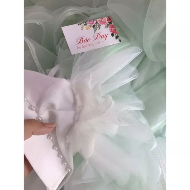 Tay áo lông vũ thời trang áo dài, váy cưới