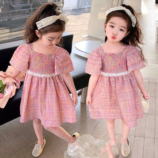 đầm be gai , karo màu hồng cho bé từ 12-37kg