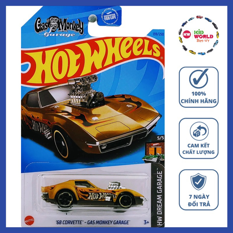 Xe mô hình Hot Wheels basic '68 Corvette - Gas Monkey Garage HKH23.