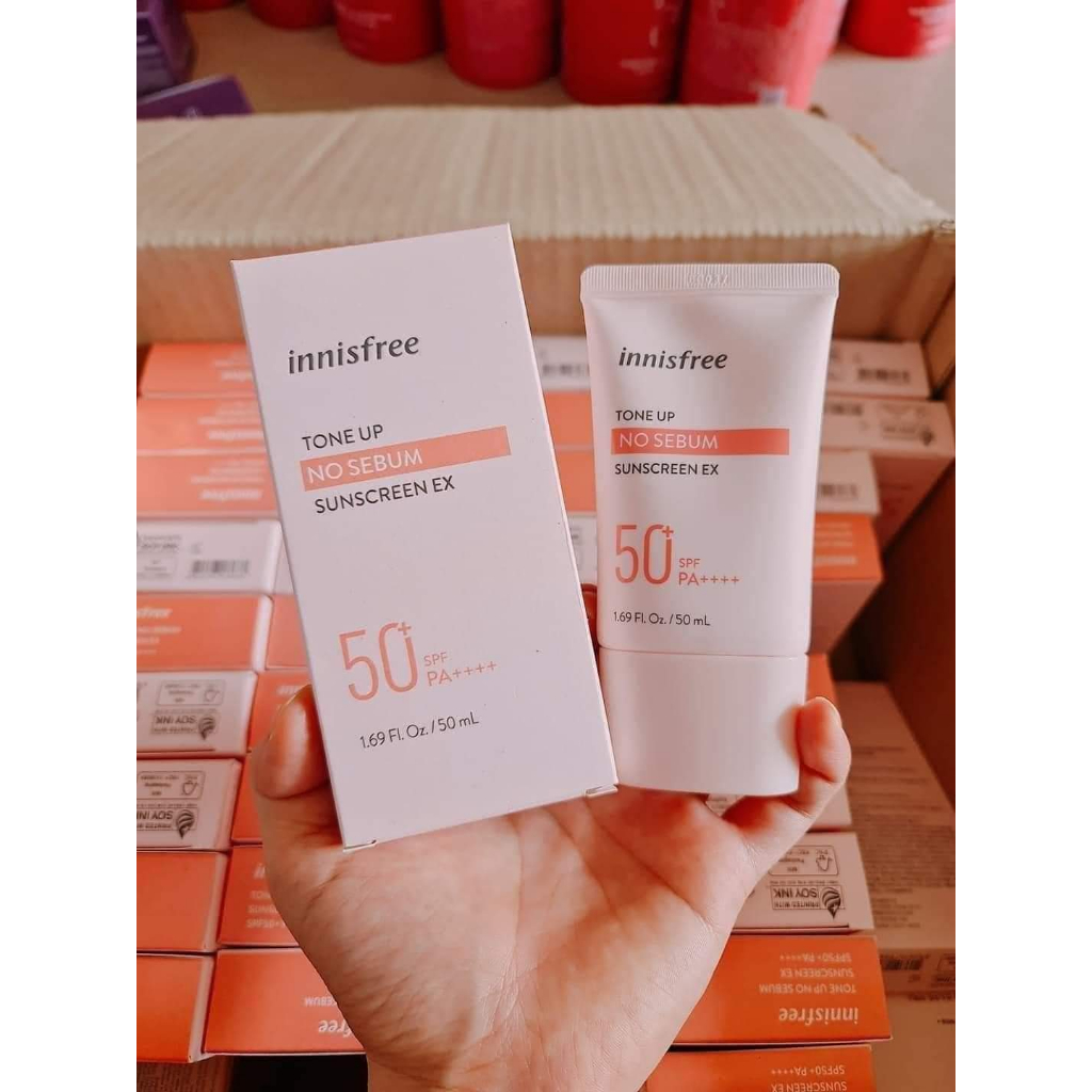 Kem chống nắng nâng tông kiềm dầu innisfree Tone Up No Sebum Sunscreen EX SPF 50+ PA++++ 50 mL, sacdep_hcm