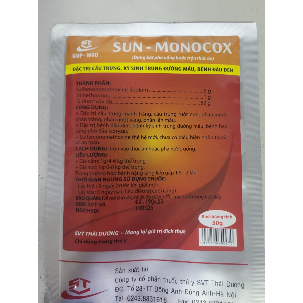 Sun-Monocox 50g dùng trong thú y