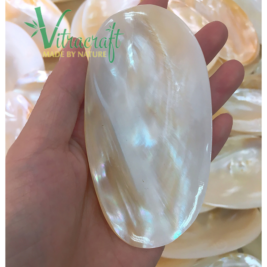 Đĩa thủ công xuất khẩu. Được làm từ xà cừ trắng. Phù hợp với dùng đựng gia vị, bánh kem, trang trí,.. Size 8-9cm