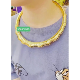 Kiềng cưới 5 chỉ chạm hoa văn mạ vàng 24 cao cấp mẫu mới về