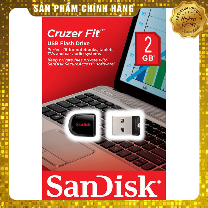 USB 2.0 Sandisk CZ33 Cruzer Fit 2GB/4GB/8GB/16GB/32GB/64GB