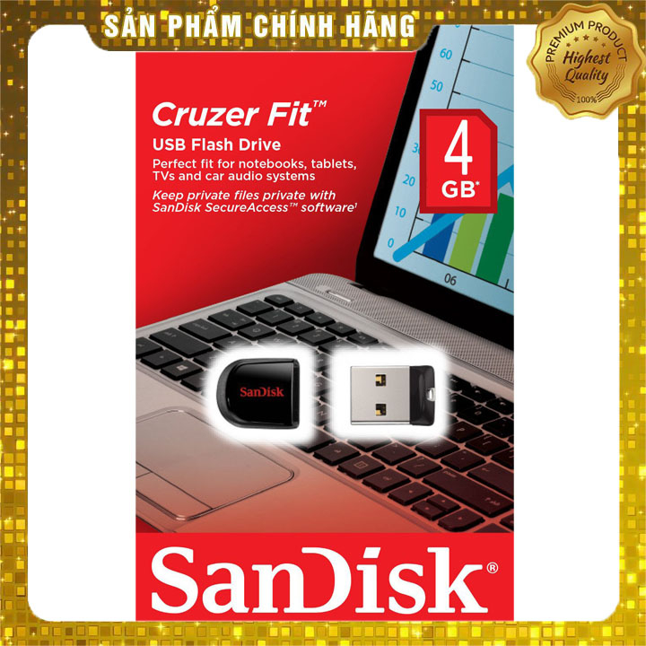 USB 2.0 Sandisk CZ33 Cruzer Fit 2GB/4GB/8GB/16GB/32GB/64GB