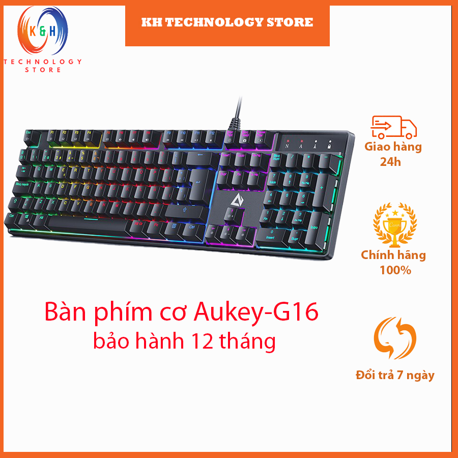 Bàn phím cơ Gaming Aukey KM-G16 led RGB - bảo hành chính hãng 12 tháng | BigBuy360 - bigbuy360.vn
