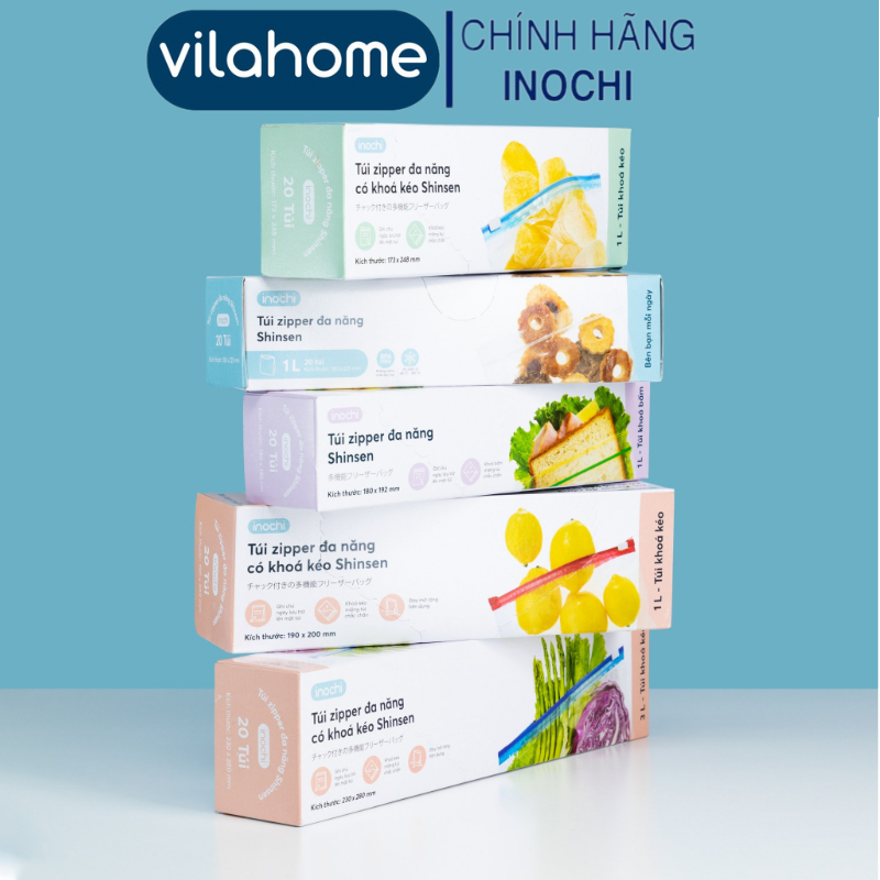 (5 size) Hộp 20 Túi Zipper Shinsen Inochi Đựng và Bảo Quản Thực Phẩm Chín và Tươi Sống