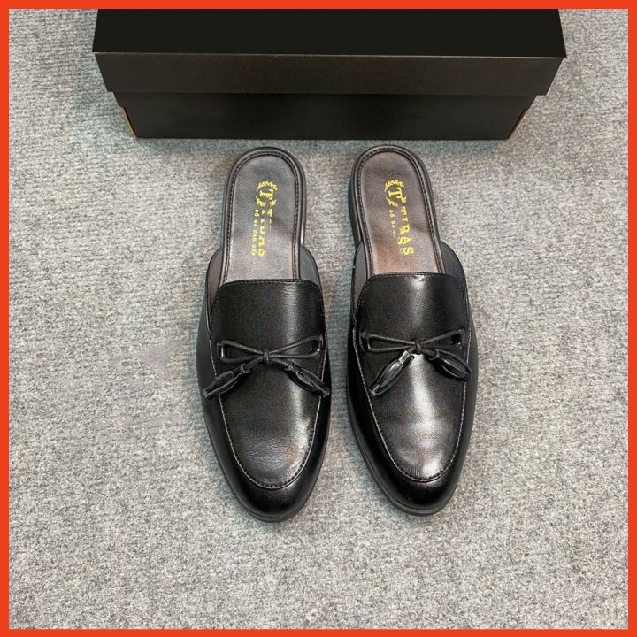 Giày Sục Nam Cao Cấp Da Bò Thật Nguyên Tấm Trẻ Trung Phong Cách Hàn Quốc Giày Da Nam Hở Gót Công Sở Đẹp