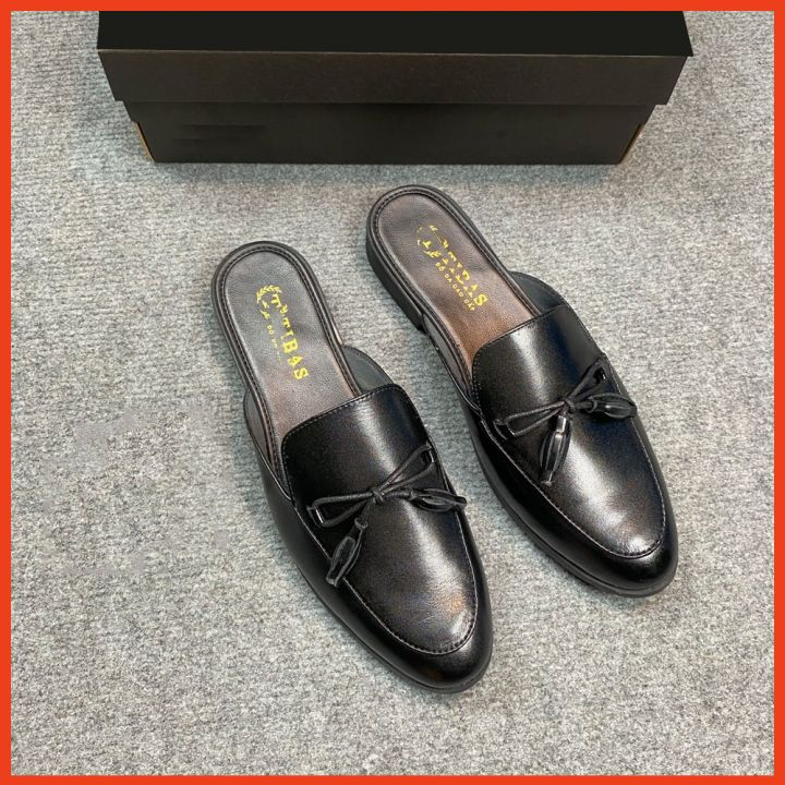 Giày Sục Nam Cao Cấp Da Bò Thật Nguyên Tấm Trẻ Trung Phong Cách Hàn Quốc Giày Da Nam Hở Gót Công Sở Đẹp