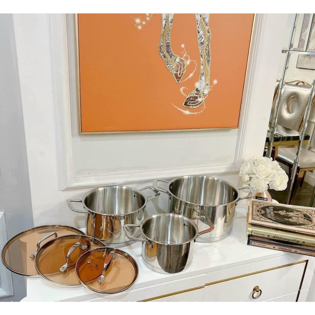 Bộ 3 nồi Misu louis hộp đen mẫu mới size to 5 đáy