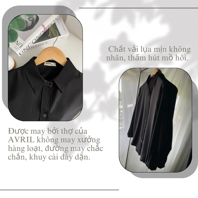 Áo sơ mi nữ màu đen dài tay dáng suông kiểu Hàn Quốc form rộng chất mát không nhăn mã AAS452