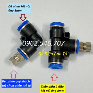 Đế béc phun sương nối nhanh ống 8mm béc phun inox số 2-3-4-6-8