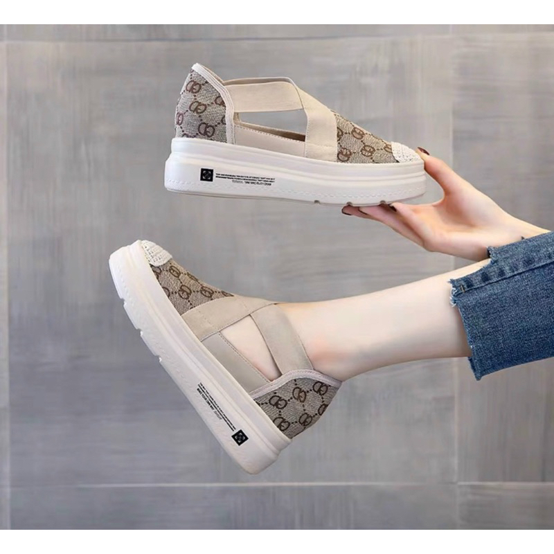 Giày lười slipon GC hoạ tiết đai chun khoét eo hàng QC fullbox