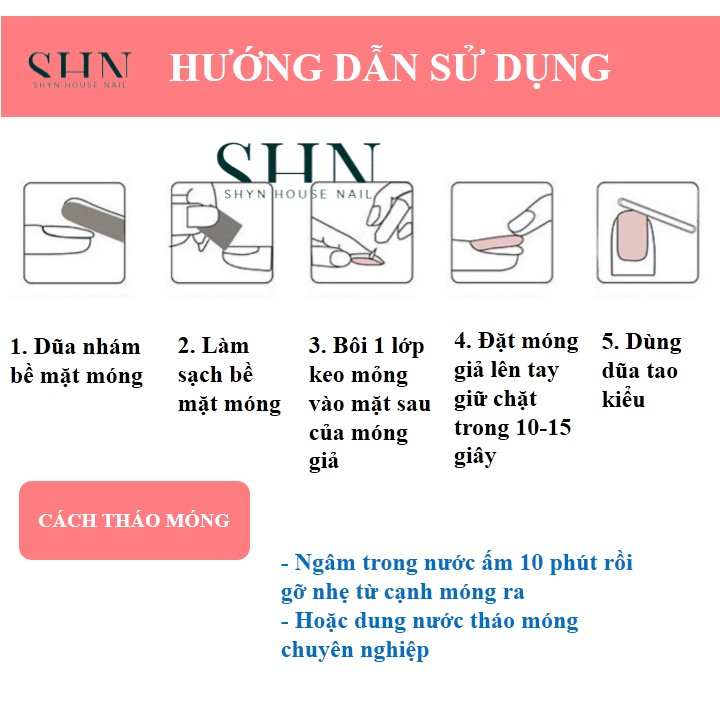 Móng tay giả đính đá màu trắng DP074, Nail box đính đá, Nail xinh