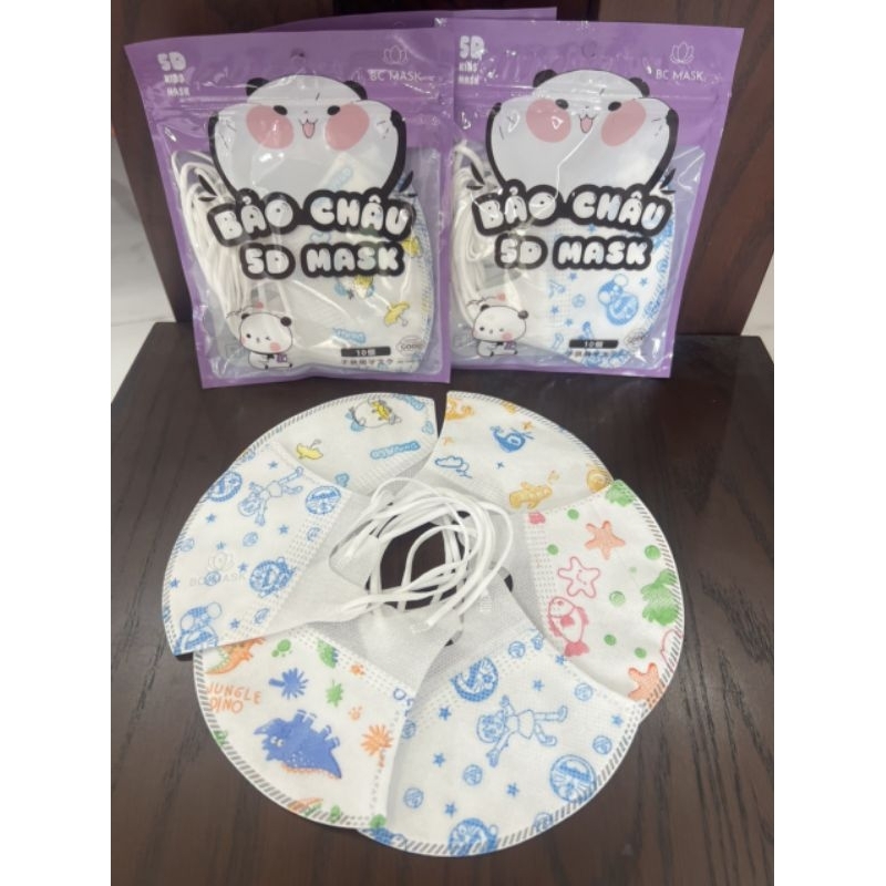 Khẩu trang 5d kid Bảo Châu, cho bé từ 2 đến 7 tuổi