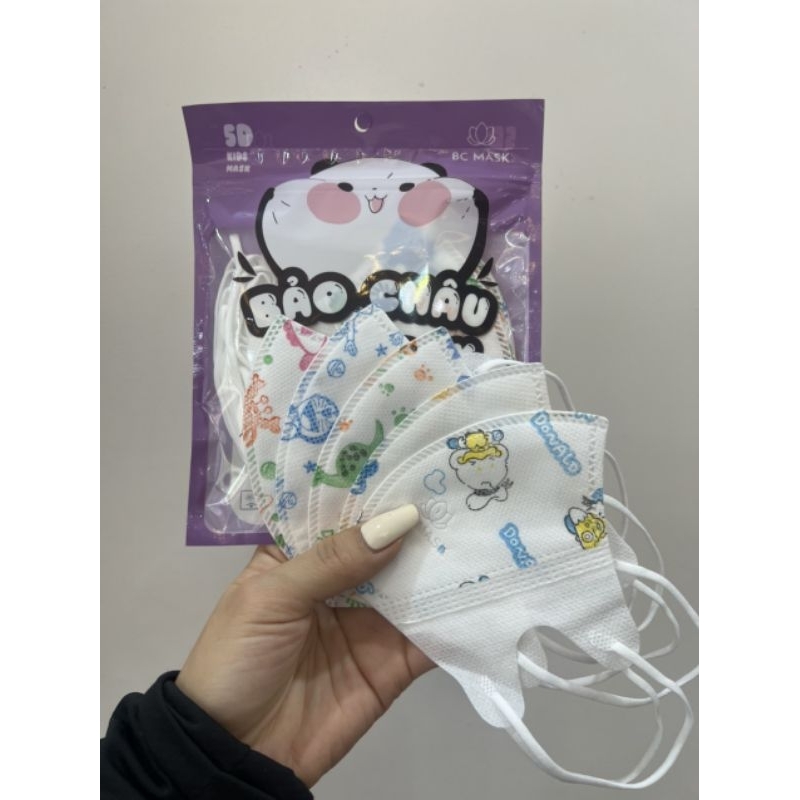 Khẩu trang 5d kid Bảo Châu, cho bé từ 2 đến 7 tuổi