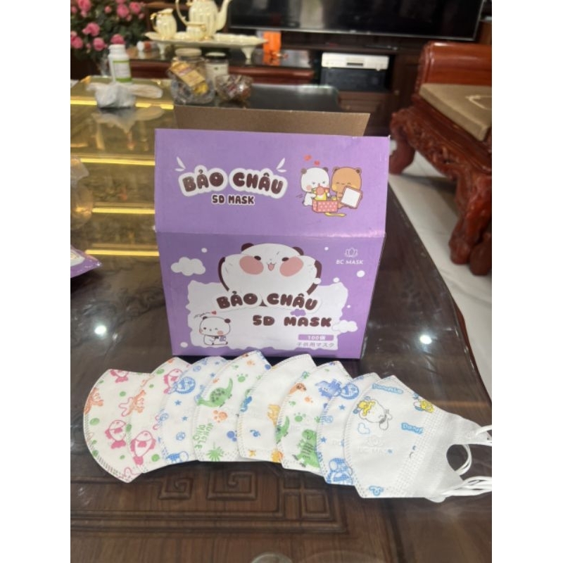 Khẩu trang 5d kid Bảo Châu, cho bé từ 2 đến 7 tuổi