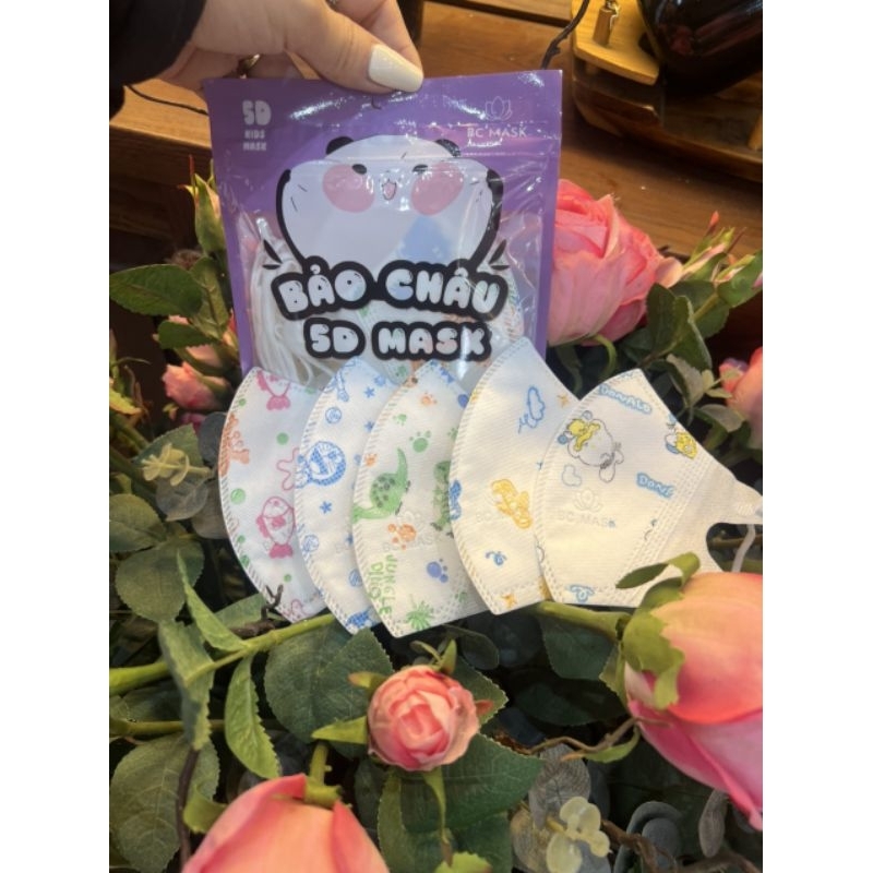 Khẩu trang 5d kid Bảo Châu, cho bé từ 2 đến 7 tuổi