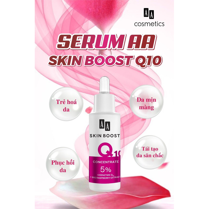 Serum Chống Lão Hoá và Làm mịn da Aa skin Boost Q10 của AA Cosmetics giúp trẻ hoá làn da.lọ 30ml