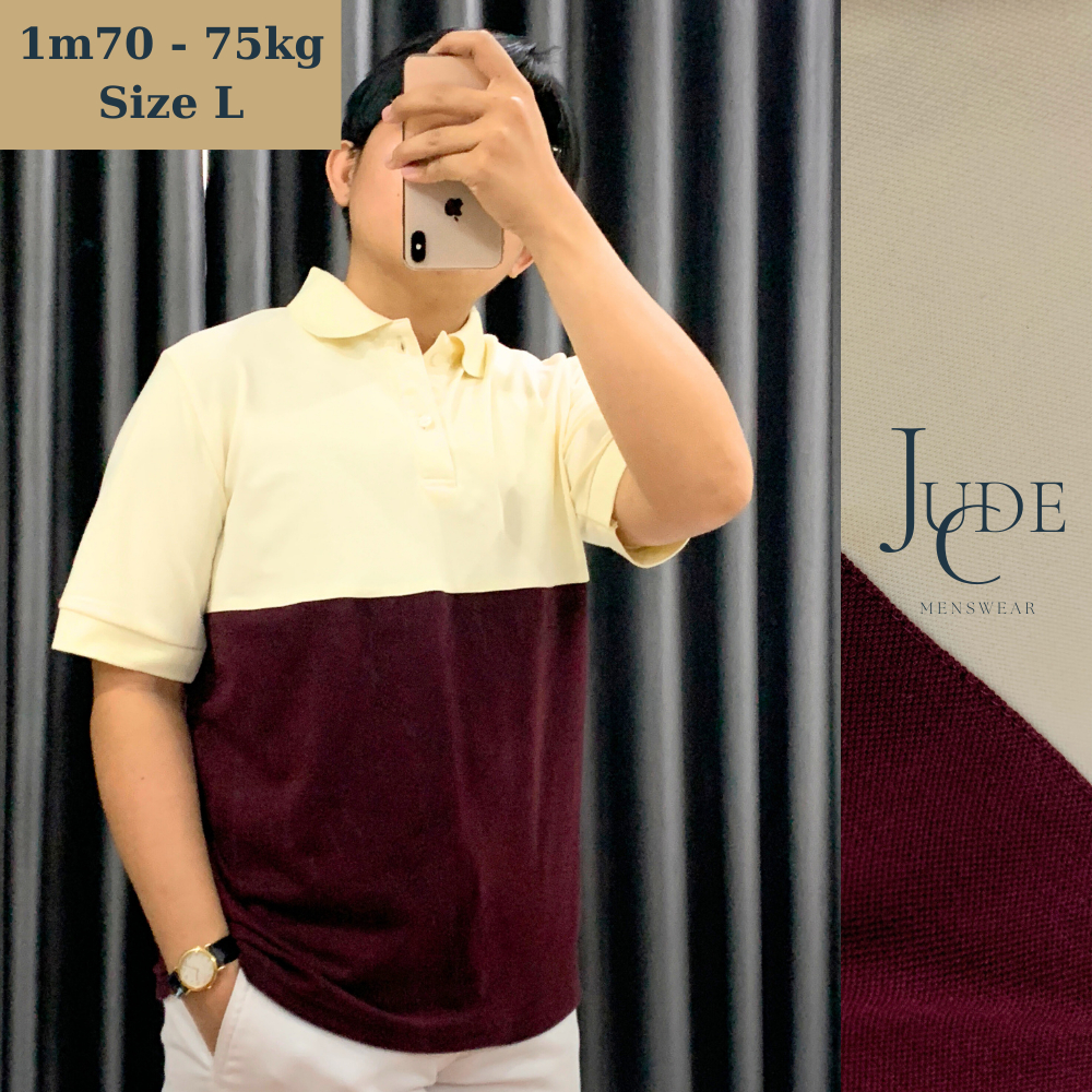 Áo Polo Unisex nâu phối vàng kem vải cá sấu cao cấp cotton, thoáng mát, thanh lịch, dày dặn - JudeC