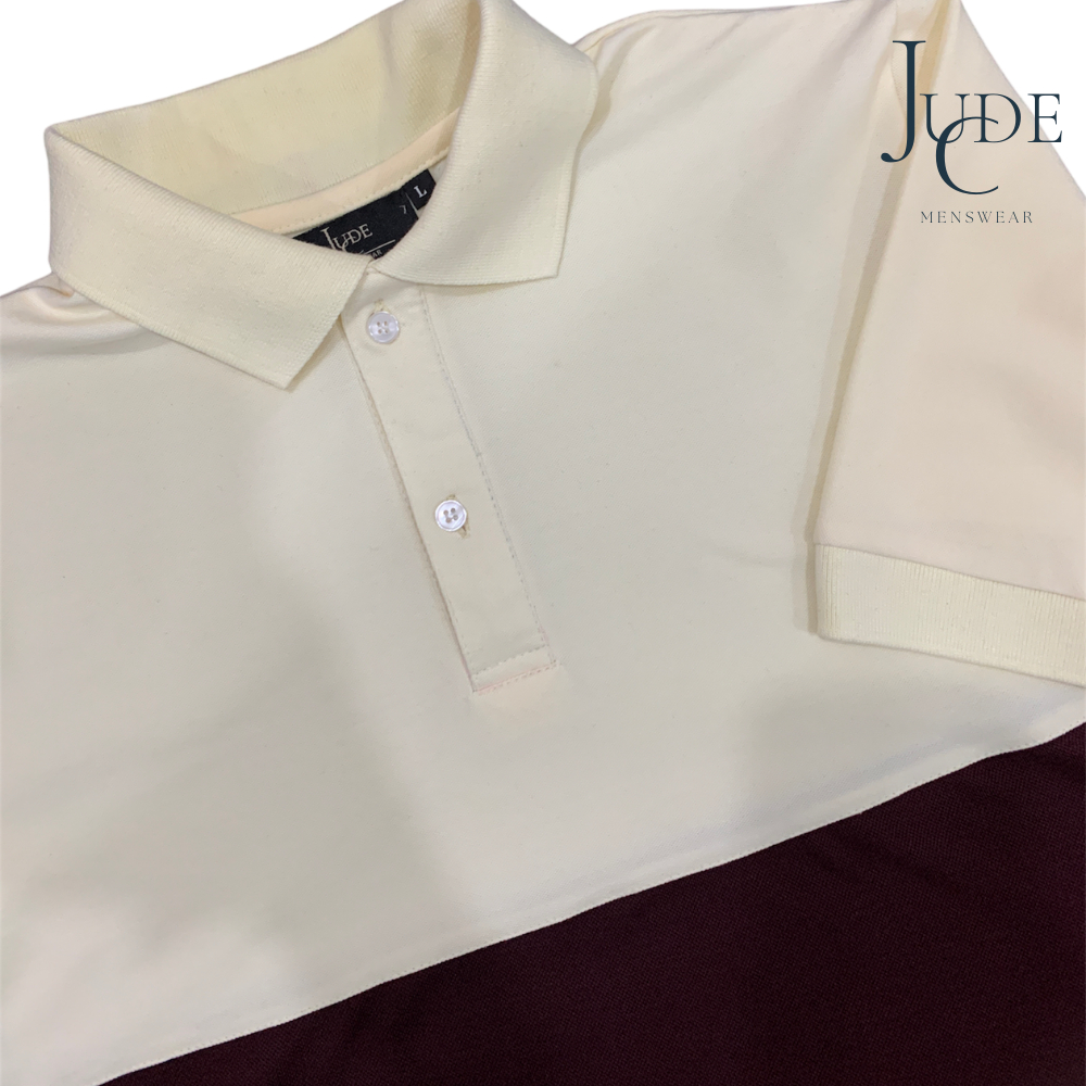 Áo Polo Unisex nâu phối vàng kem vải cá sấu cao cấp cotton, thoáng mát, thanh lịch, dày dặn - JudeC