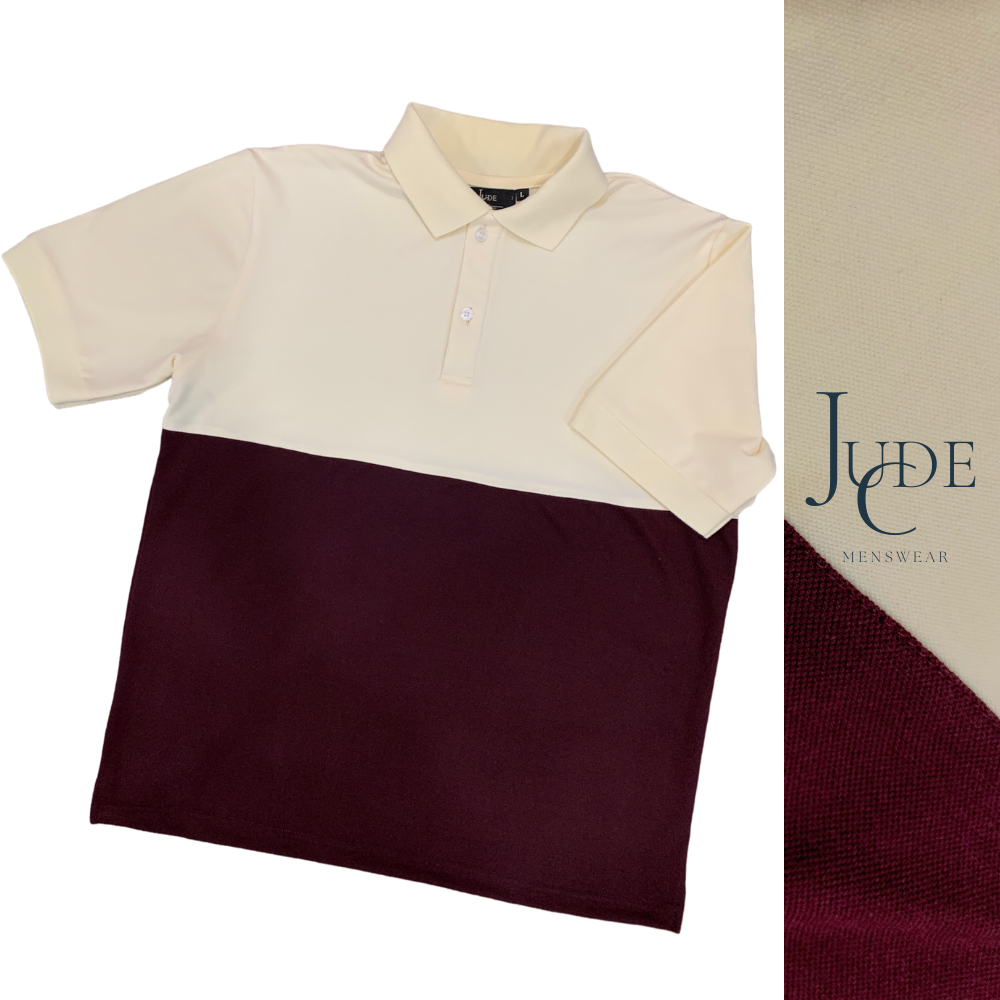 Áo Polo Unisex nâu phối vàng kem vải cá sấu cao cấp cotton, thoáng mát, thanh lịch, dày dặn - JudeC