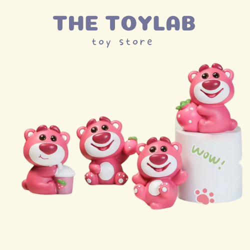 Mô hình Gấu dâu Lotso mini Ohstyle nhiều kiểu dáng dễ thương dùng làm mô hình trang trí bàn học, bàn làm việc, quà tặng