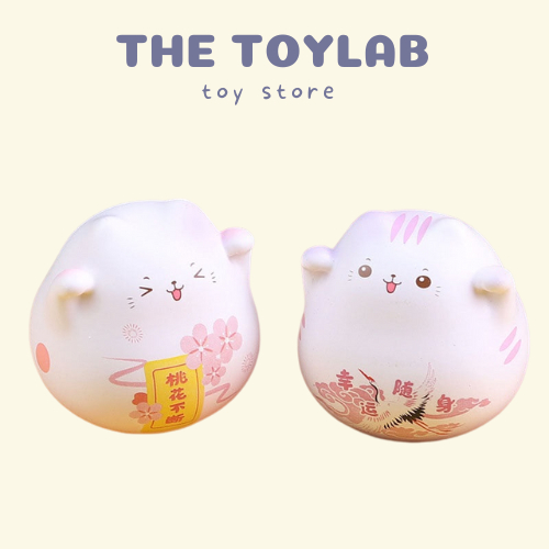 Set 4 tượng mèo béo mini Ohstyle, mô hình mèo tiểu cảnh dễ thương trang trí bàn học, bàn làm việc, để taplo ô tô xe hơi