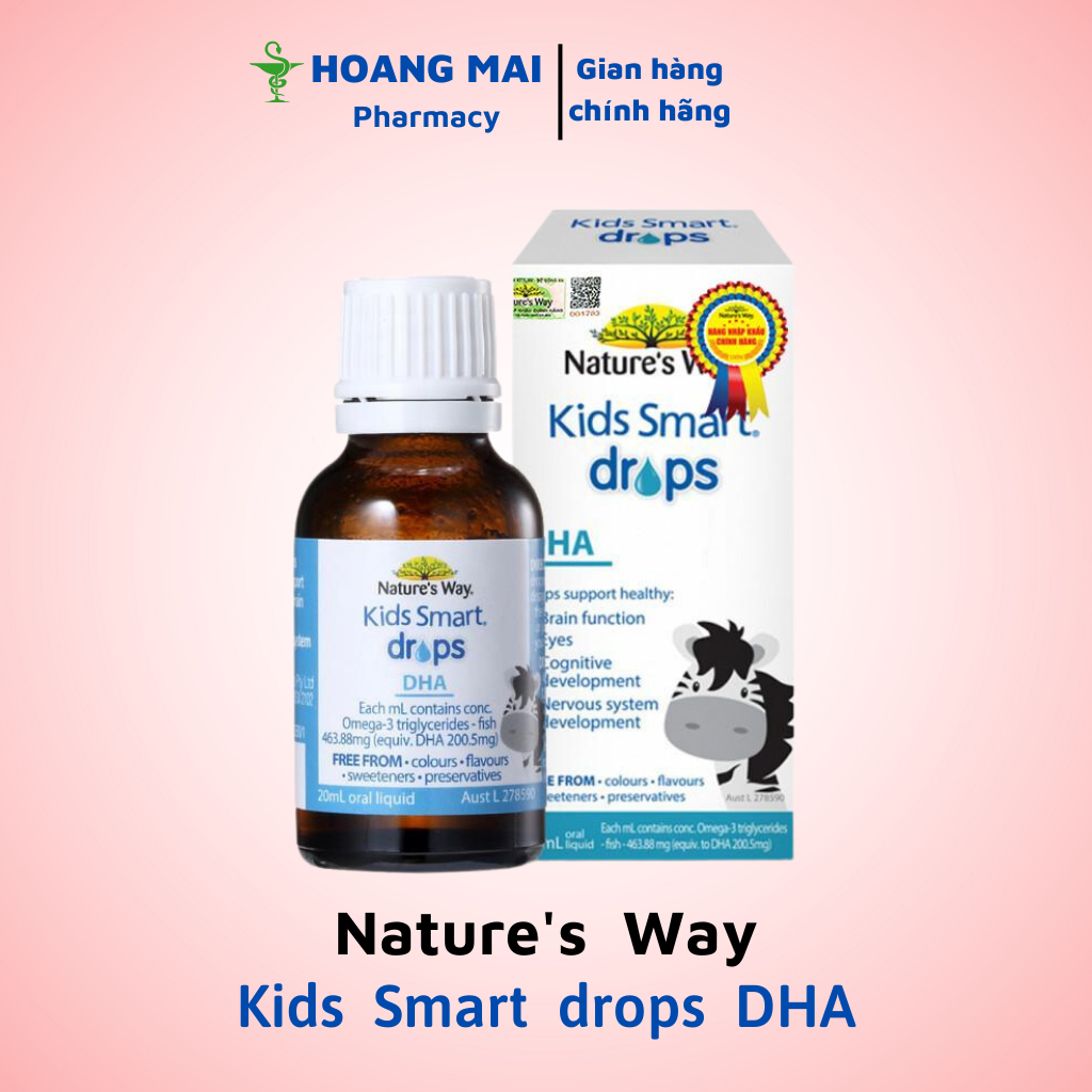 Siro bổ sung DHA cho bé Nature's Way Kids Smart Drops DHA, thực phẩm phát triển trí não cho bé kids 