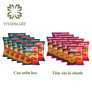  - ACECOOK - MINOVA Mì không chiên 2 vị: hương vị cua sườn heo và hương vị tôm xào lá chanh (72g -76g/gói)