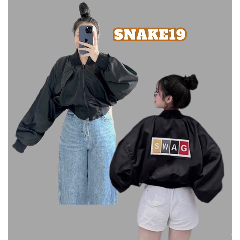 (CHÍNH CHỦ- SIÊU CẤP)Áo khoác dù nữ bomber dáng lửng nữ SWAG form rộng cánh dơi chất dù 2 lớp dày dặn