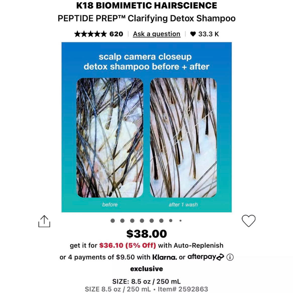 Dầu gội K18 Peptide Prep Detox/pH Maintenance Shampoo 250ml